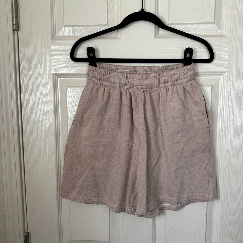 NWOT garage tan nude beige high waist sweat shorts size medium
